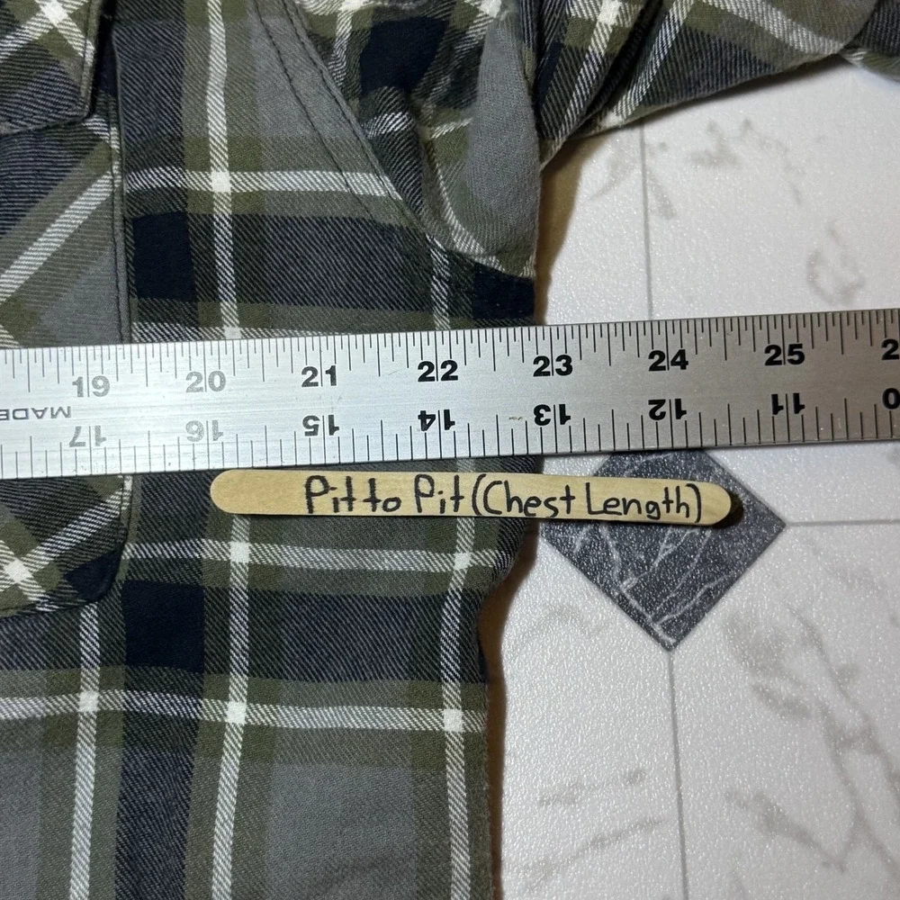 Pacific Crest Plaid Western Snap‎ Button-Up Shirt Green Gray Men's 2XLT